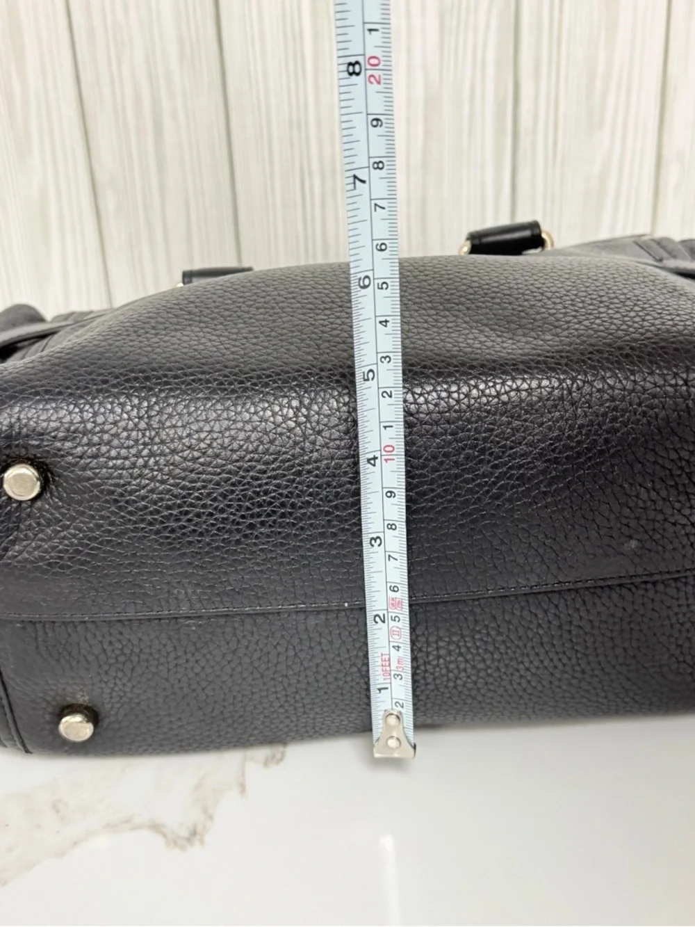 Coach Black Leather Satchel Tote Bag Turnlock Accent Pebbled Leather Handbag